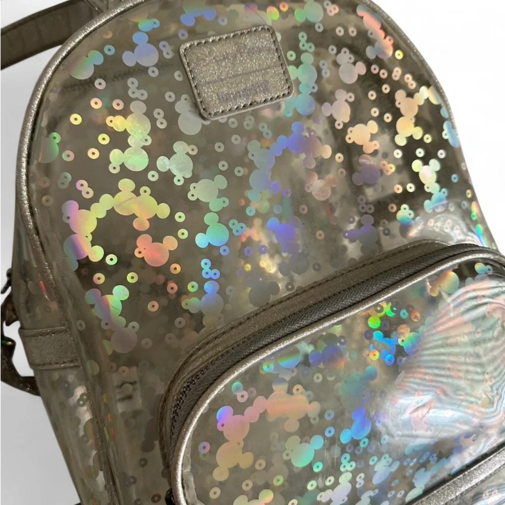 Loungefly Silver Holographic Sequin Backpack - Picture 3 of 7
